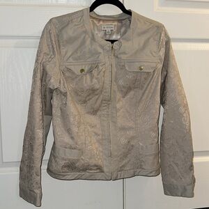 Guess brocade fabric jacket  gold zipper size large